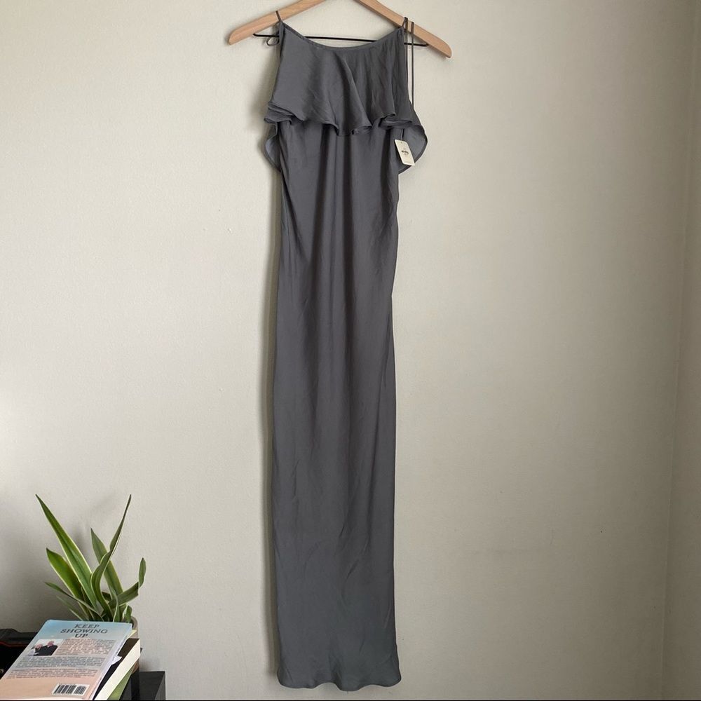 INTIMATELY FREE PEOPLE silver grey silky maxi dress NWT